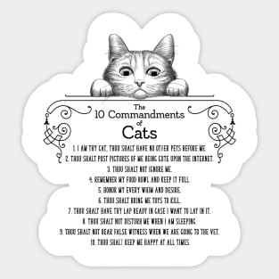 The 10 Commandments of Cats Sticker